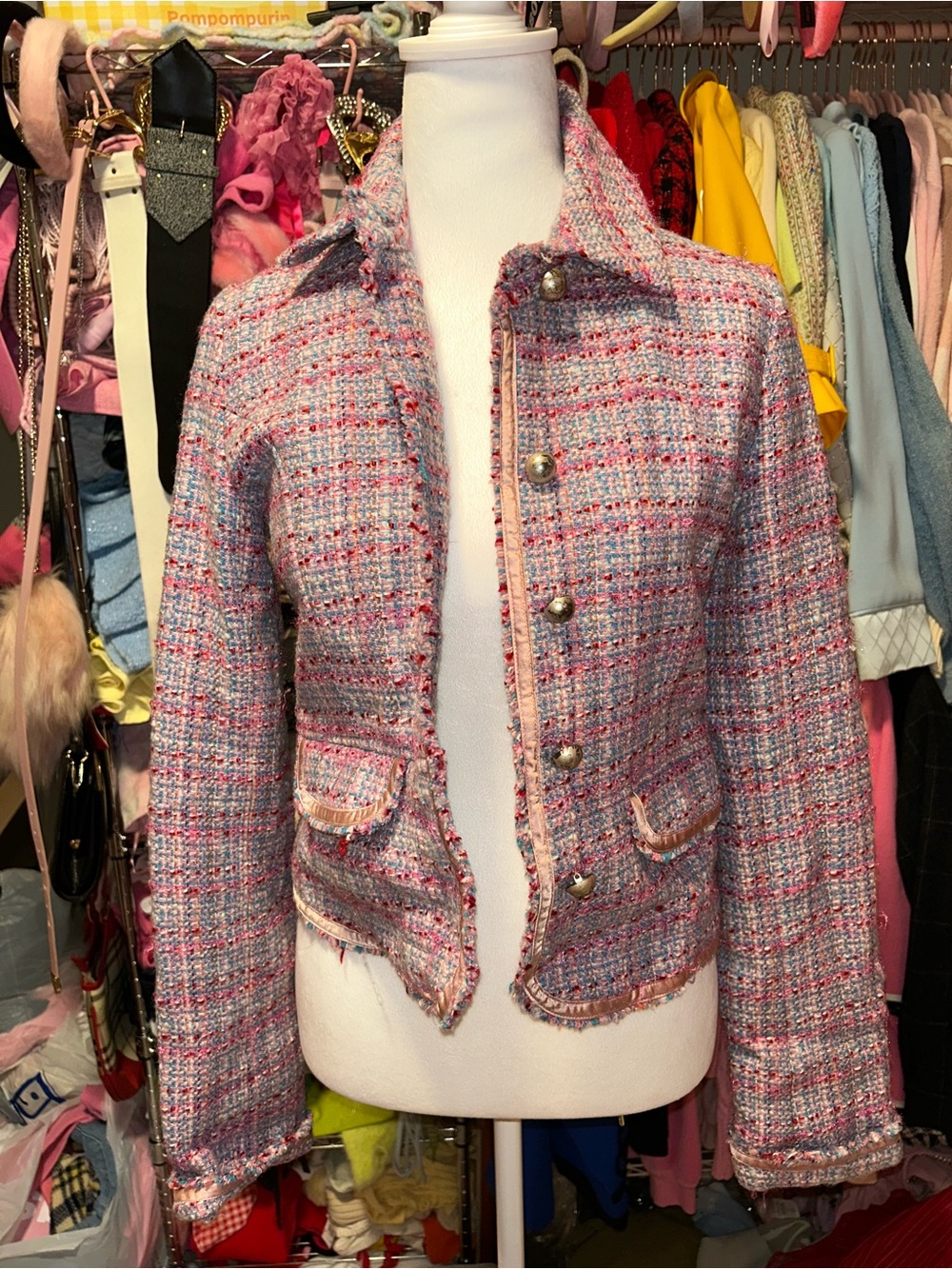 Y2K Abercrombie & Fitch Pink Multi Tweed Jacket